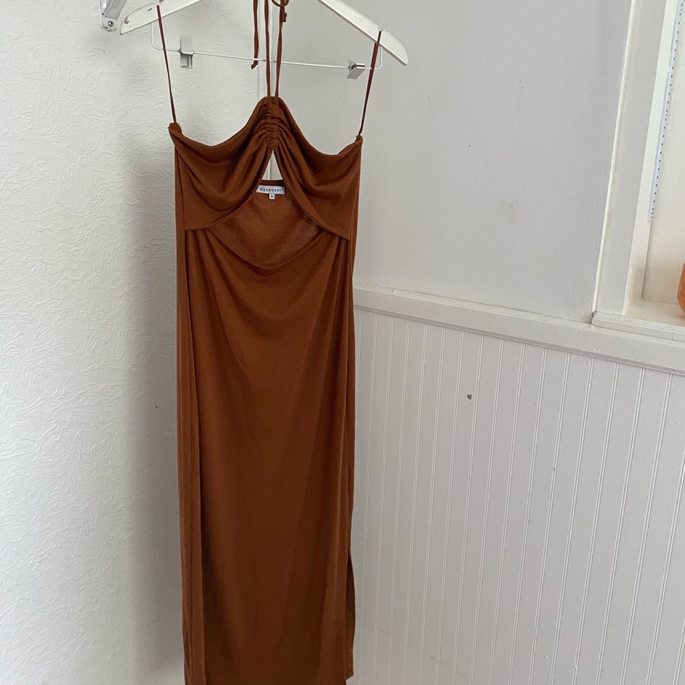 Brown Halter Dress for Cocktail Nights